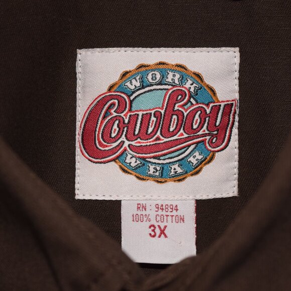 Cowboy Workwear WorkFlex Men's Chocolate Long Sleeve Western Work Shirt Size 3X - Picture 4 of 6